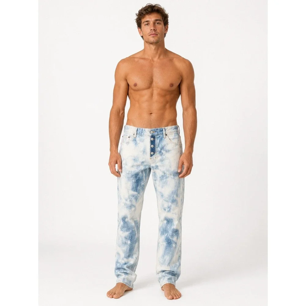 DSQUARED2 Cool Guy Jeans 52 Blue White Tie Dye Denim Made Italy Mens W36